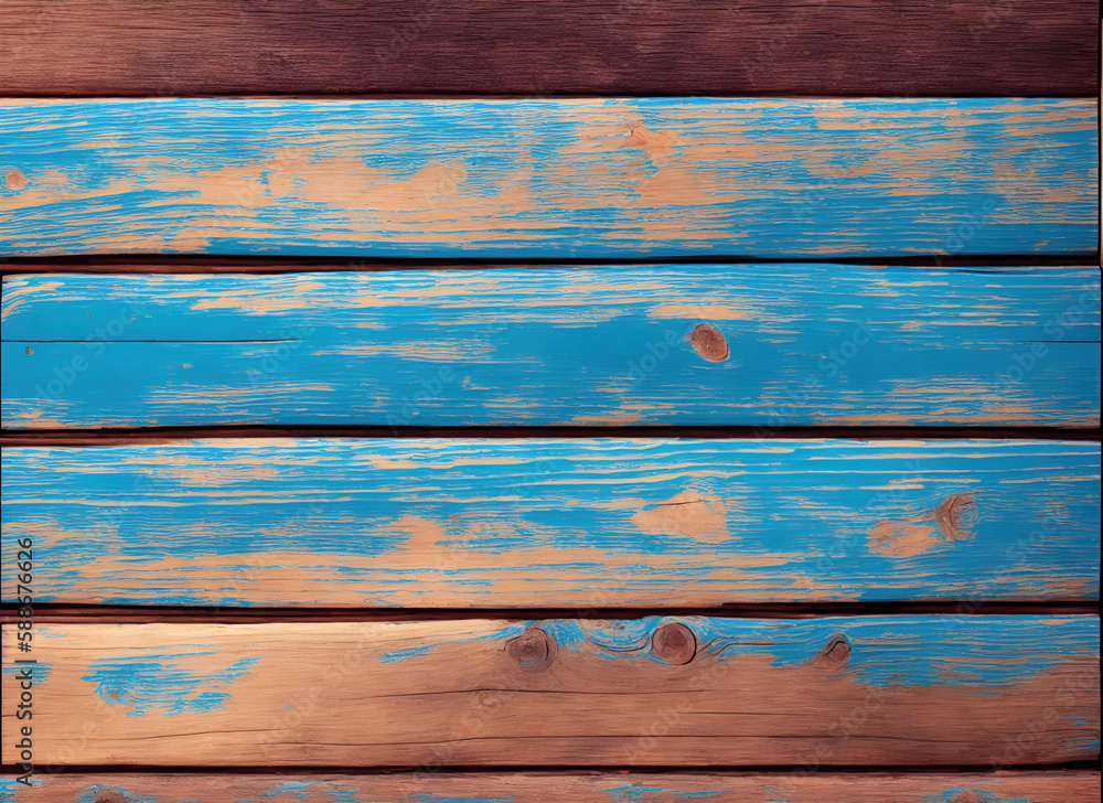 Blue and bronze wood background, wood planks texture