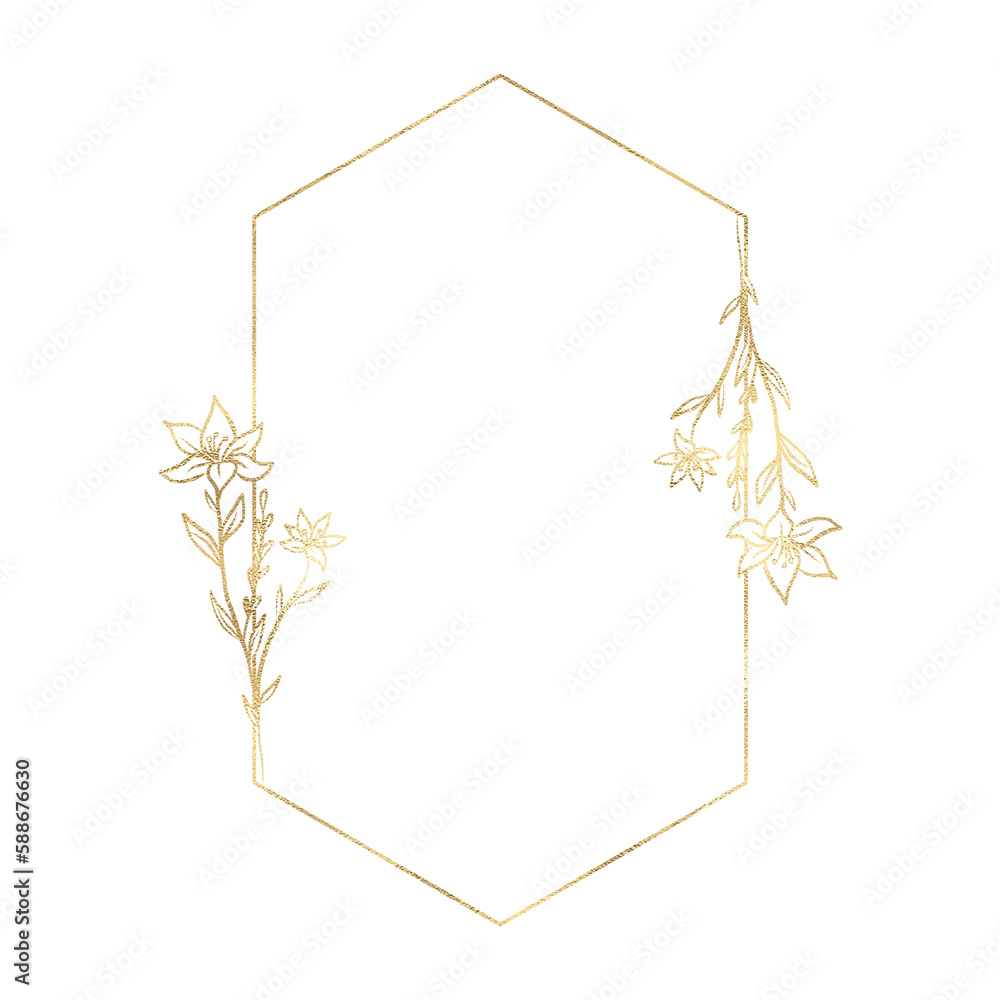 Floral gold frame illustration Floral gold frame illustration