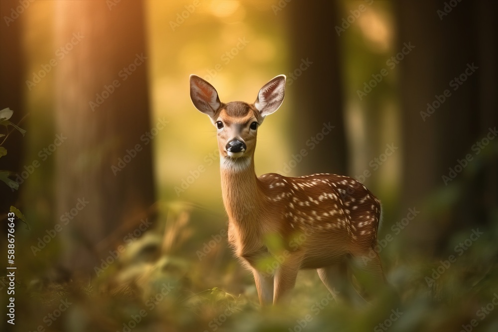 Wild young roe deer in a field Wild young roe deer in a field