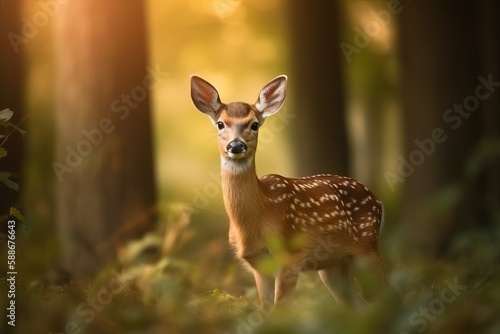 Wild young roe deer in a field