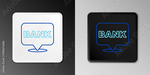 Line Bank building icon isolated on grey background. Colorful outline concept. Vector
