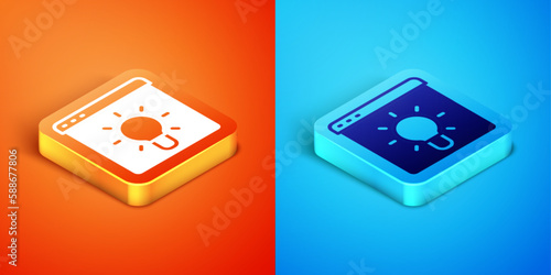 Wallpaper Mural Isometric Browser window icon isolated on orange and blue background. Vector Torontodigital.ca