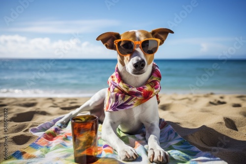 Dog Wearing Sunglasses and Hawaiian Shirt © Georg Lösch