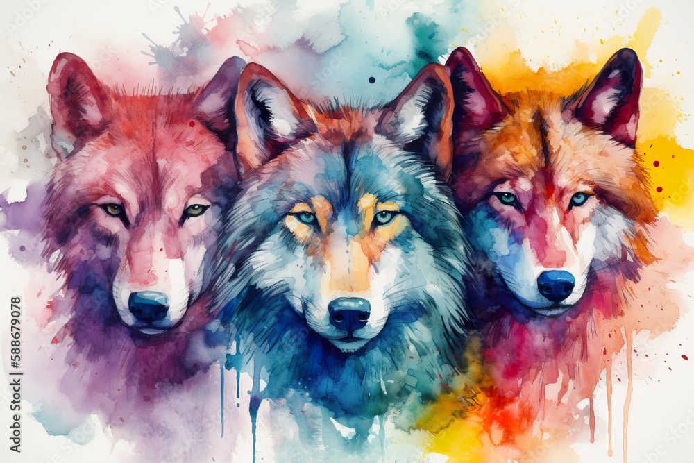 drawing of a wolf, Generative AI drawing of a wolf, Generative AI