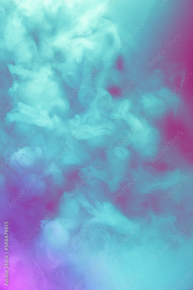 Creative multicolored design for wallpapers, background and advertisement. Pink and blue smoke spreading in neon. Smoke texture. Modern abstract design. Colorful combination