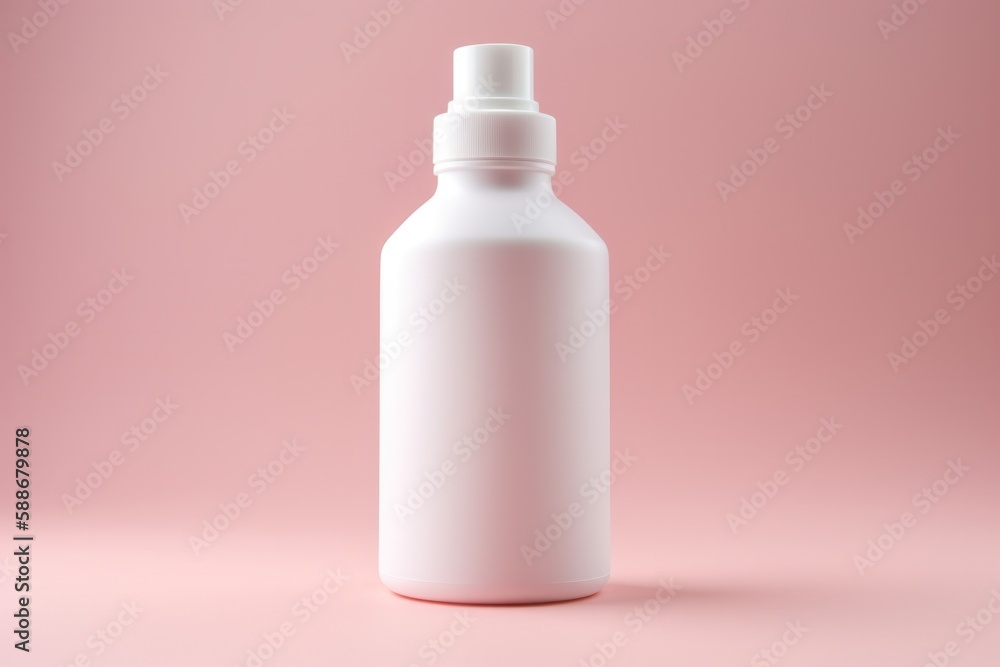 White Cosmetic Skincare Bottle Mockup on Pastel Pink Background White Cosmetic Skincare Bottle Mockup on Pastel Pink Background