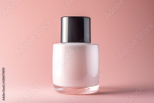 White Cosmetic Skincare Bottle Mockup on Pastel Pink Background © Georg Lösch