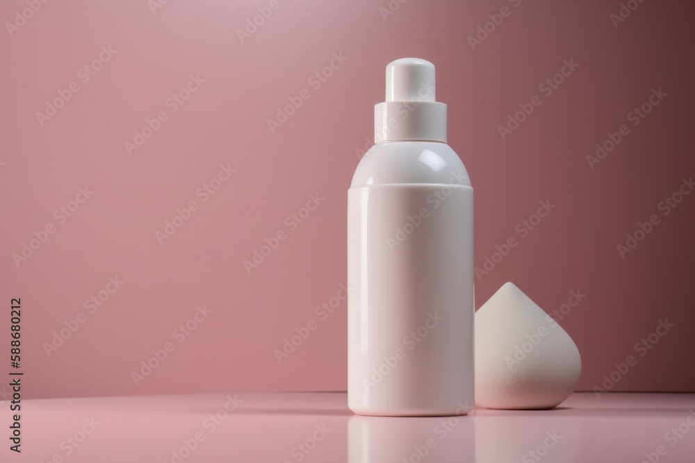 Elegant Skincare Bottle Mockup on Pastel Pink Background Elegant Skincare Bottle Mockup on Pastel Pink Background