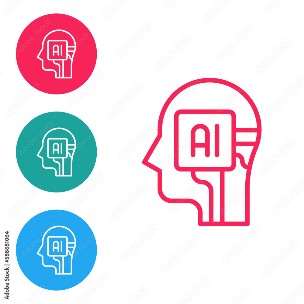Red line Humanoid robot icon isolated on white background. Artificial intelligence, machine learning, cloud computing. Set icons in circle buttons. Vector Red line Humanoid robot icon isolated on white background. Artificial intelligence, machine learning, cloud computing. Set icons in circle buttons. Vector