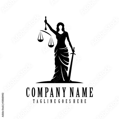lady law logo vector for law firm legal logo design template. Vector law firm logotype or badge.
