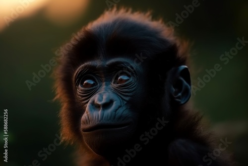 Portrait of a baby juvenile Gorilla. Adorable young ape © MD Media