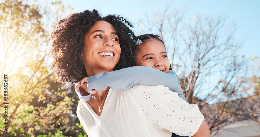 © C. Daniels/peopleimages.com - Mother, child and family outdoor with love and care for piggyback to a play game for fun in backyard. Smile of woman and girl kid in nature to relax together in summer with a hug for support or trust © C. Daniels/peopleimages.com - Mother, child and family outdoor with love and care for piggyback to a play game for fun in backyard. Smile of woman and girl kid in nature to relax together in summer with a hug for support or trust