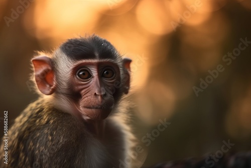 Cute little baby monkey sitting in the midday sun © MD Media