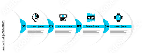 Set line CPU mining farm, Cryptocurrency bitcoin with circuit, and Bitcoin think icon. Vector