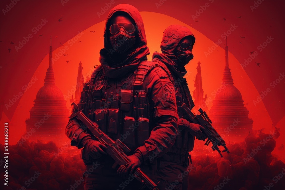 Anti terrorism day, Stop the war background with soldiers. Created Generative Ai Anti terrorism day, Stop the war background with soldiers. Created Generative Ai