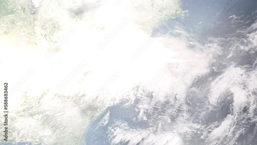Earth zoom in from outer space to city. Zooming on Suffolk, Virginia, USA. The animation continues by zoom out through clouds and atmosphere into space. Images from NASA Earth zoom in from outer space to city. Zooming on Suffolk, Virginia, USA. The animation continues by zoom out through clouds and atmosphere into space. Images from NASA