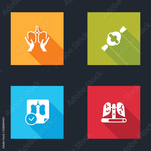 Set Lungs, Candy, x-ray diagnostics and Disease lungs icon. Vector