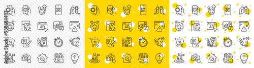 Outline Money change, Coffee maker and Timer line icons pack for web with Leadership, Chemistry beaker, Fuel price line icon. 3d app, Wallet, Ad pictogram icon. Covid app, Ranking star. Vector