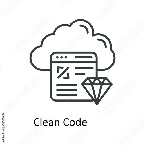 Clean Code  Vector  outline Icons. Simple stock illustration stock