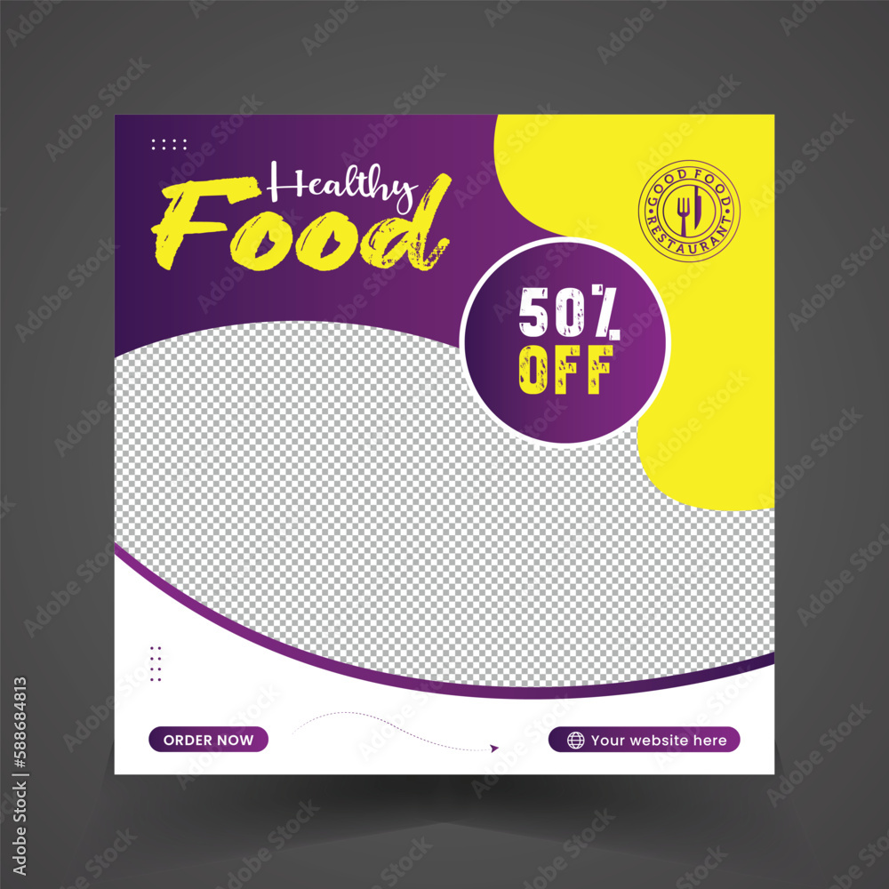 Fototapeta premium Restaurant Food Social Media Post Template