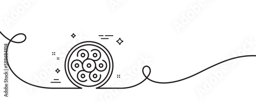 Cable section line icon. Continuous one line with curl. Optic fiber sign. Internet network wire symbol. Cable section single outline ribbon. Loop curve pattern. Vector