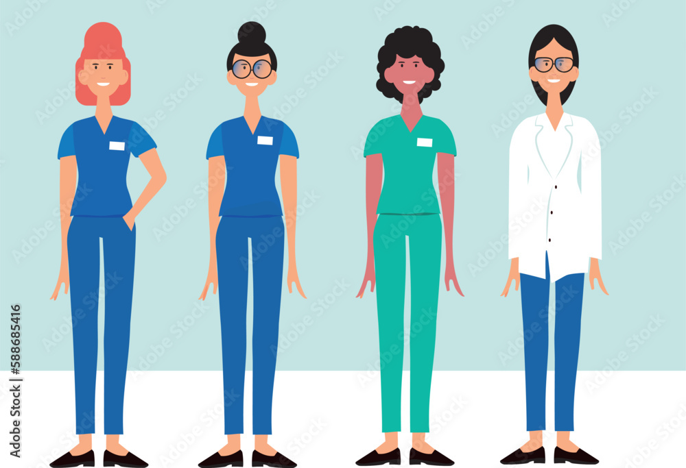 Nurse group vector illustration flat 