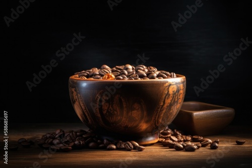 Vibrant and Dynamic Coffee Beans with Creative Lighting and Composition