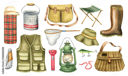 Obraz na plátne Collection of elements for fishing