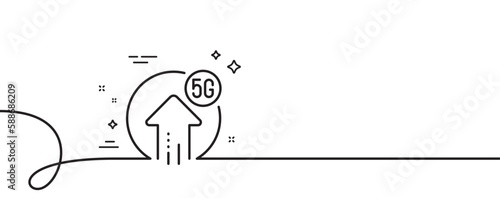 5g upload speed line icon. Continuous one line with curl. Wireless technology sign. Mobile wifi internet symbol. 5g upload single outline ribbon. Loop curve pattern. Vector