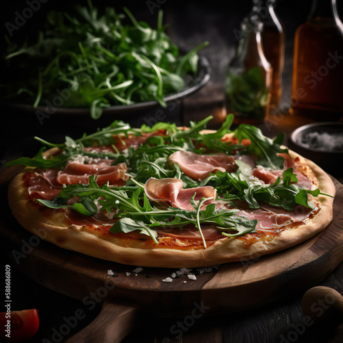 Freshly Baked Pizza Parma with Arugula: A Taste of Italian Perfection