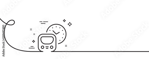 Metro line icon. Continuous one line with curl. Subway time schedule sign. Underground train railway symbol. Metro single outline ribbon. Loop curve pattern. Vector