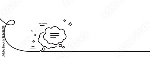 Text message line icon. Continuous one line with curl. Chat comment sign. Comic speech bubble symbol. Text message single outline ribbon. Loop curve pattern. Vector