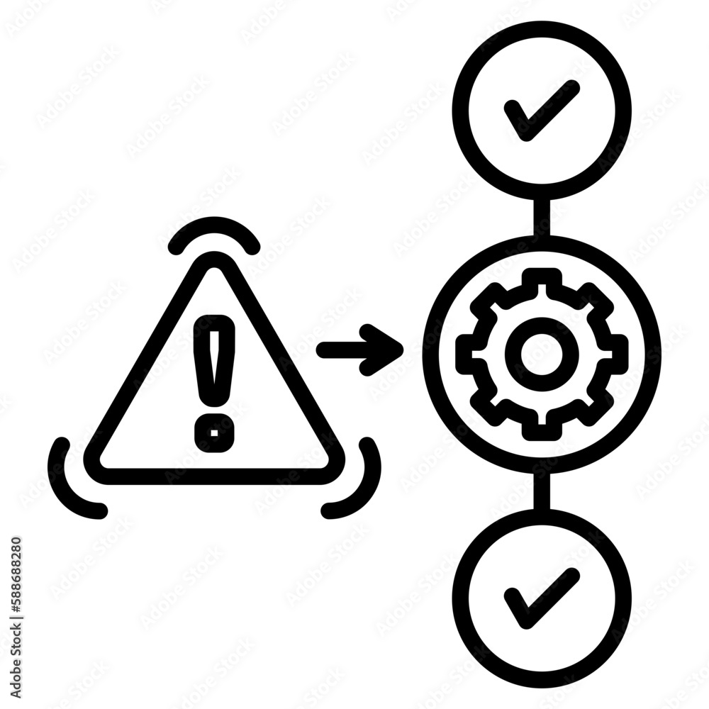 crisis management icon with gear and exclamation mark crisis management icon with gear and exclamation mark