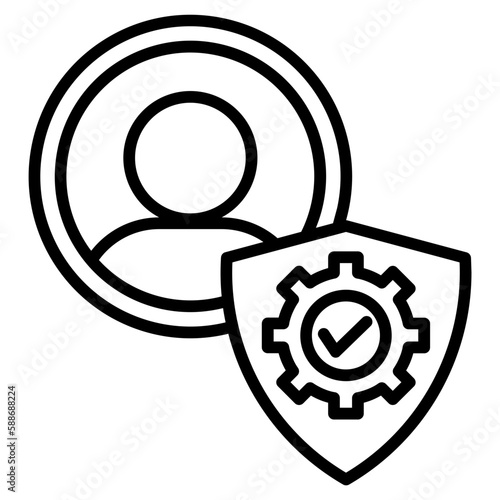 crisis manager icon. combination of a man and system management icon