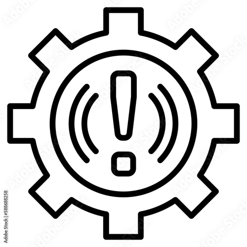 crisis management icon with gear and exclamation mark