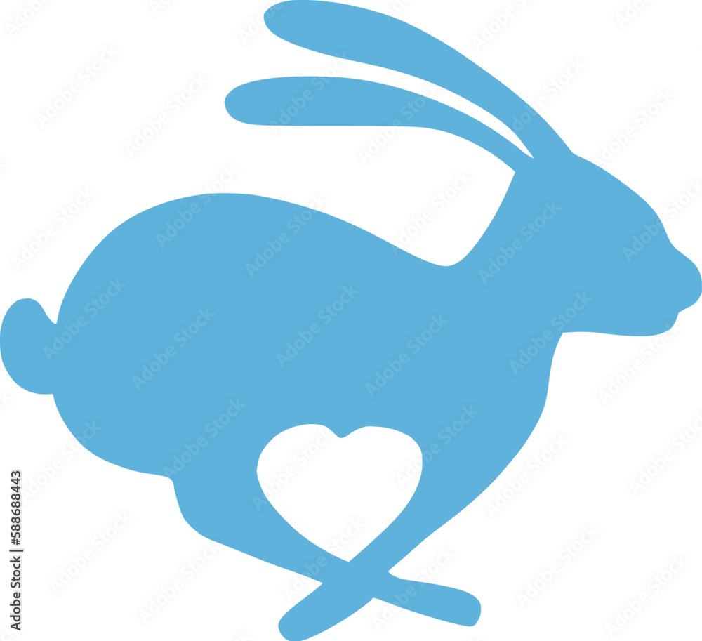 Fototapeta premium Easter Day Bunny Flat Silhouette Hand Drawn Illustration