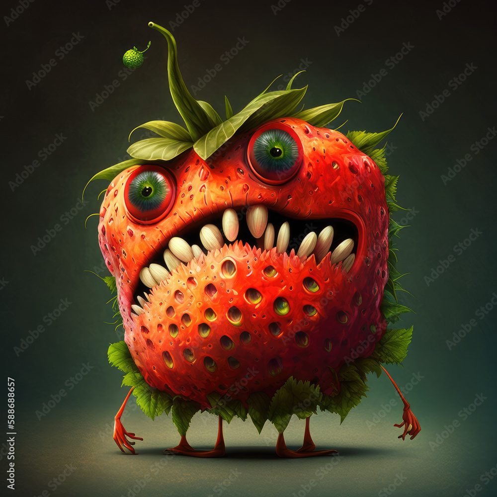 Fototapeta premium Monster fruit strawberry. Generative AI