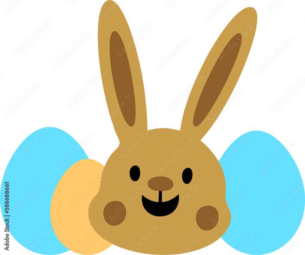 Easter Day Bunny with Egg Flat Hand Drawn Illustration Easter Day Bunny with Egg Flat Hand Drawn Illustration