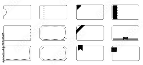 手描きのシンプルなクーポン券、チケット、ギフト券、割引券のイラスト素材