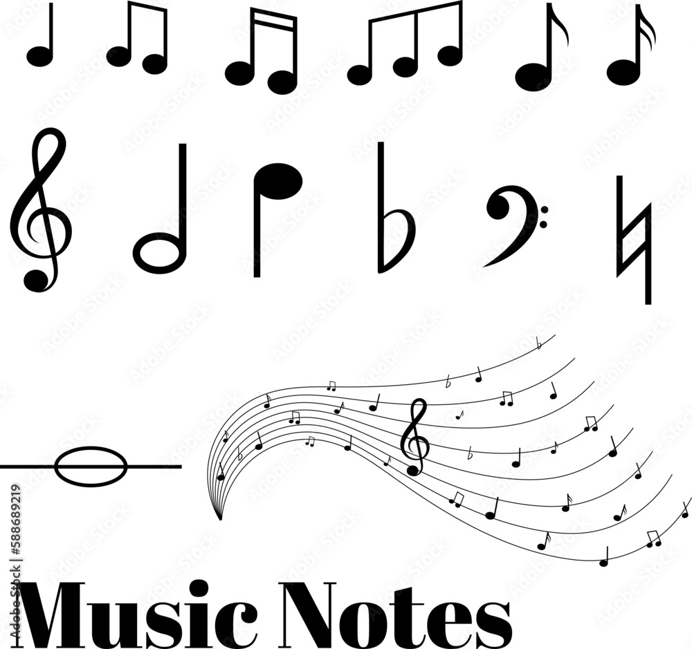set of musical note, Vector musical note, Music note sign/symbol