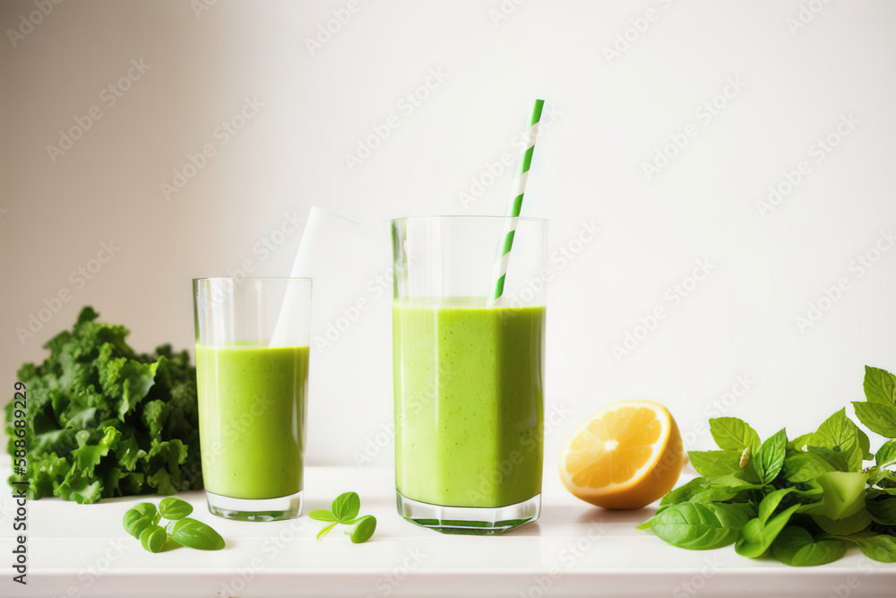 Healthy wholesome food from green fruits and vegetables in assortment. Green fresh vegan ingredients, antioxidants. Generative AI. Healthy wholesome food from green fruits and vegetables in assortment. Green fresh vegan ingredients, antioxidants. Generative AI.