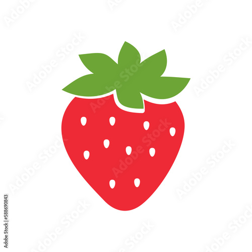 red strawberry fruit and green leaves Sweet fruit gives a refreshing summer treat.