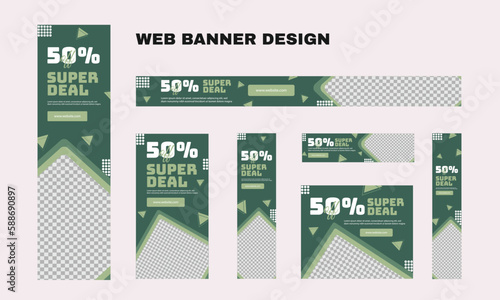 set of modern business web banners in standard size with a place for photos. Business ad banner cover header background for website design, Social media cover ads banner template.
