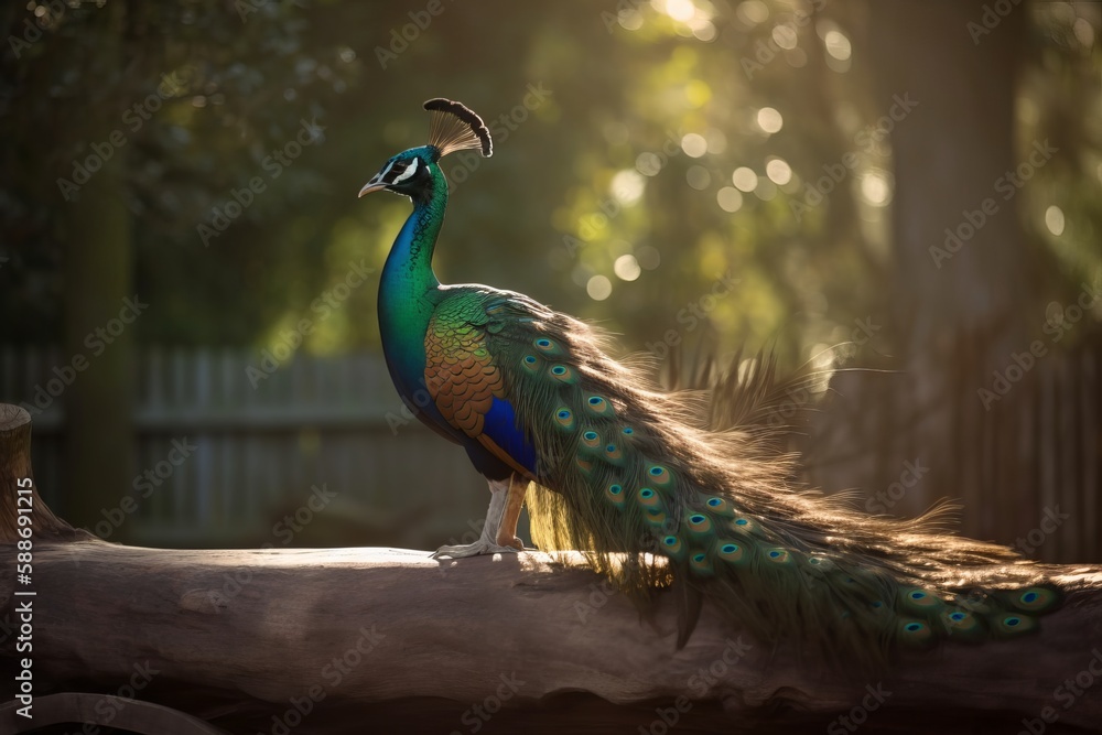 Obraz premium Beautiful closeup of a male Peacock with amazing plumage
