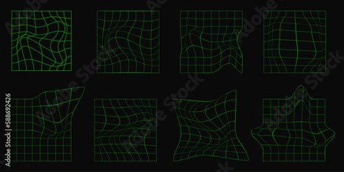 Shape set y2k style for banner. Shape set y2k style for decoaration.Shape set y2k style for poster. Trendy geometric forms.Trendy 90s.Y2k aesthetic.Simple shapes.