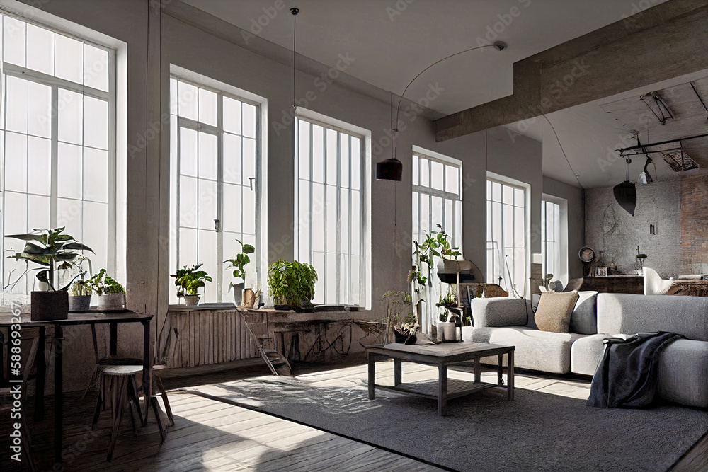 Free arrangement of the living room with or without a view Free arrangement of the living room with or without a view