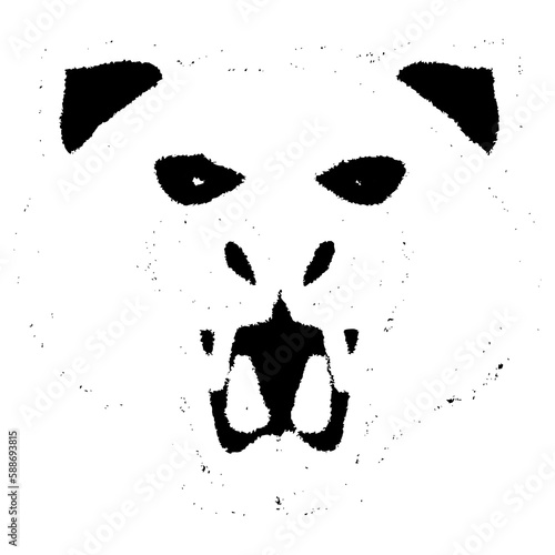  Tiger head face stencil art
