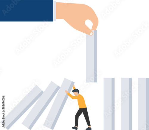 Risk management, control danger, loss or damage from crisis, management and investment strategy, threats and disaster concept, business trouble illustration 
