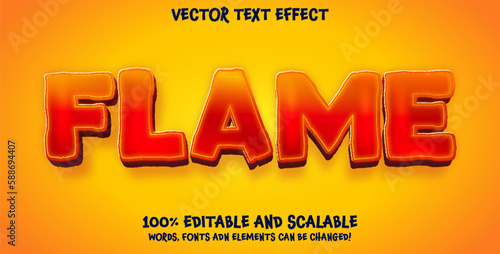 Flame 3D text effect. Editable text style effect with red light theme.