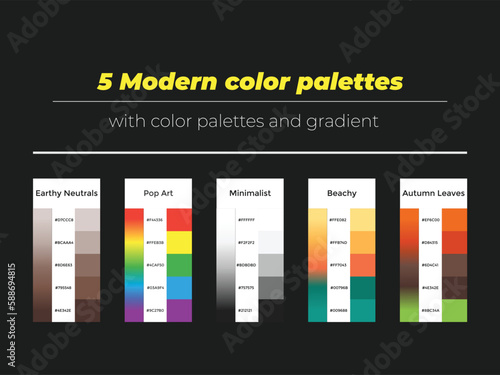 5 modern color palettes  with color and gradient 
